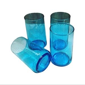 SOLD- Vintage Libbey Blue Glass 5” Tumblers (4)